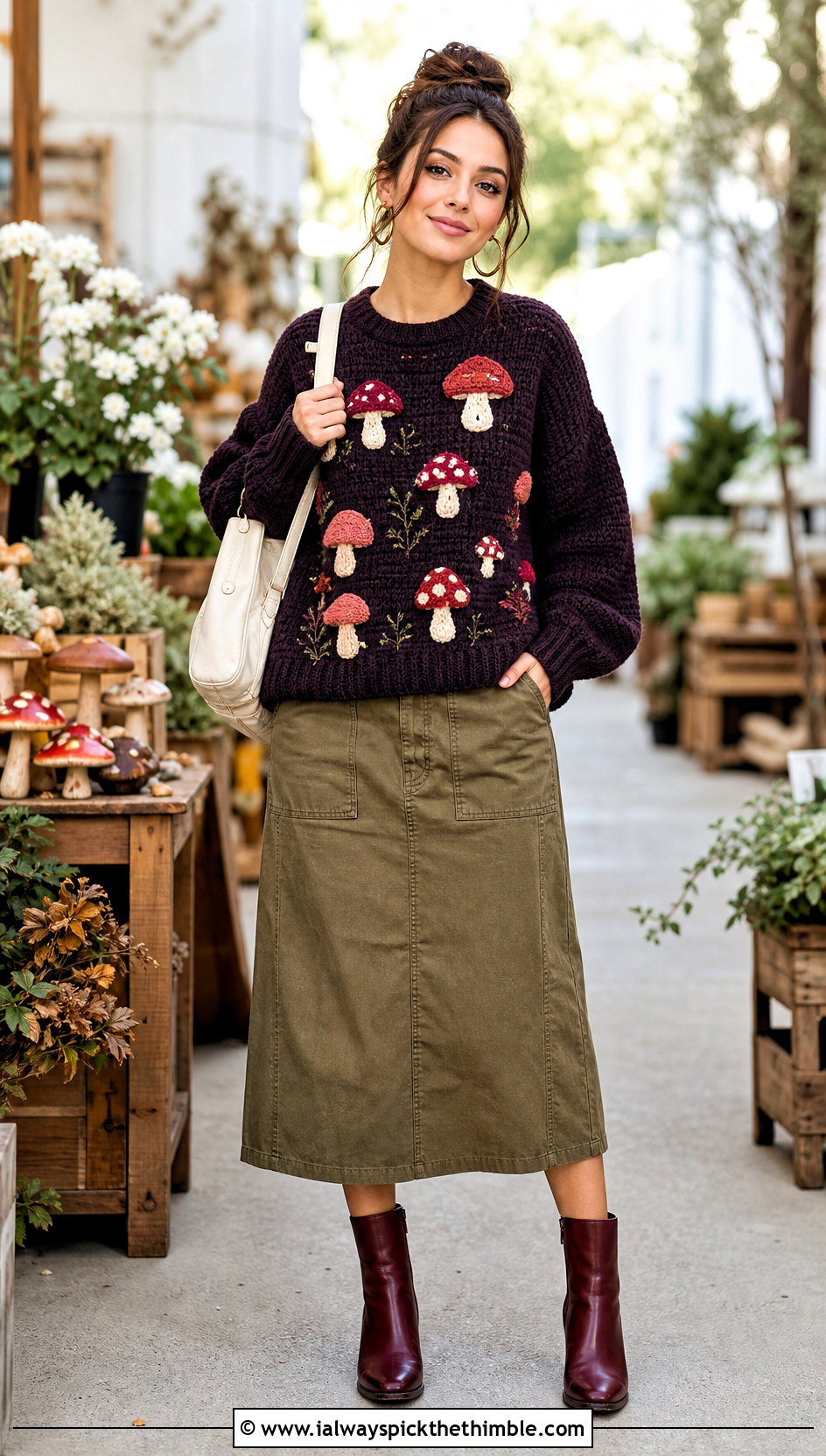 Mushroom Crochet Mabel Pines Sweater With Utility Skirt - 20 crochet mabel pines sweater outfit ideas