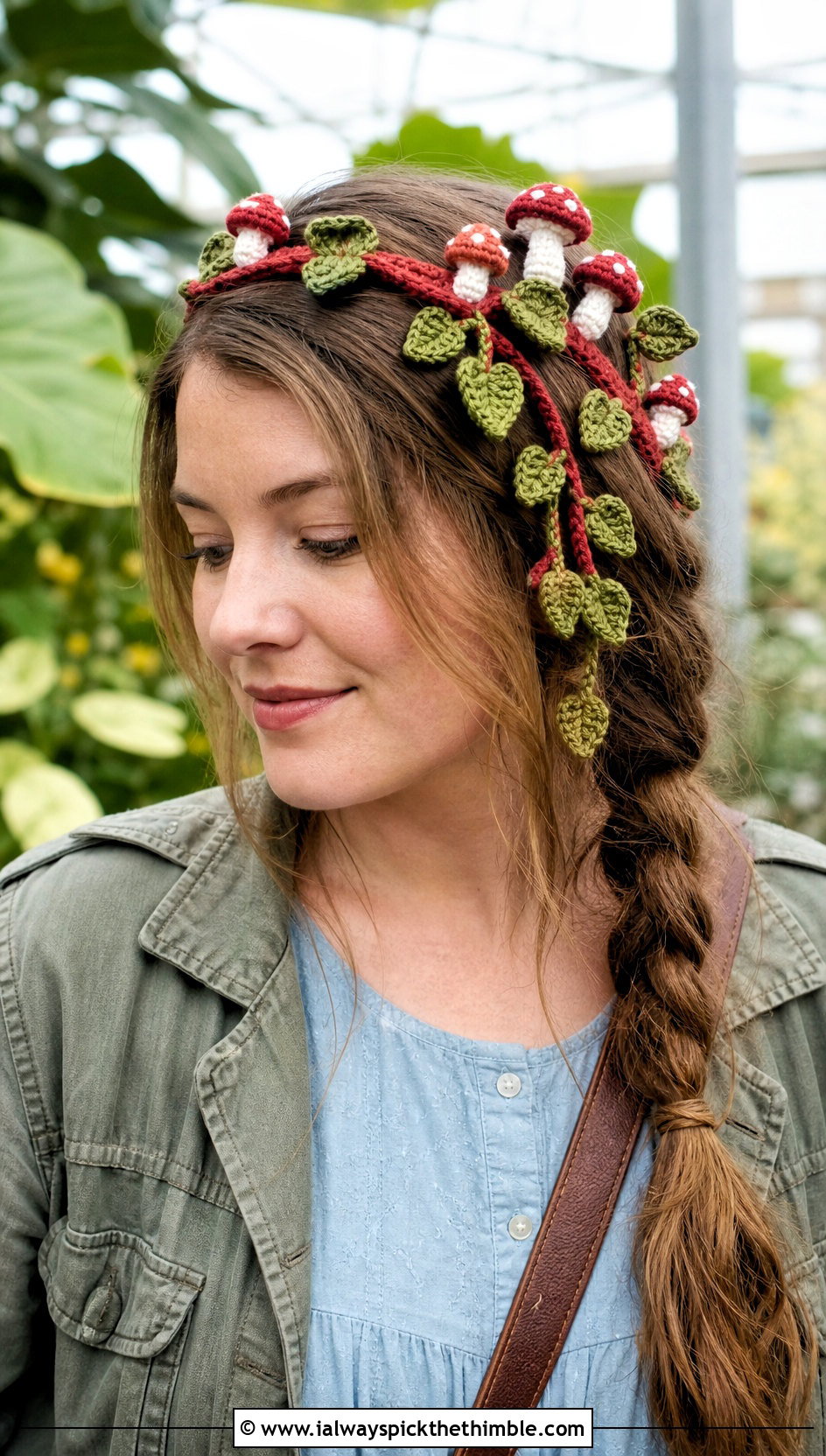 Mushroom Vine Crochet Headband With Prairie Dress - 20 mushroom crochet headband outfit ideas