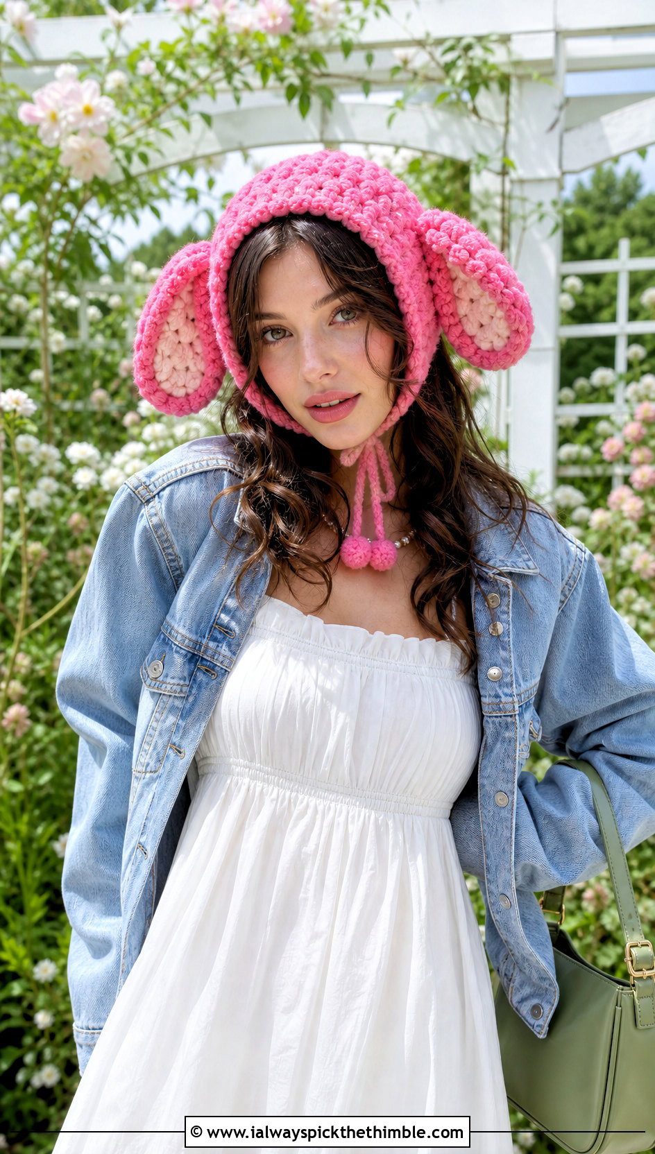 My Sweet Piano Crochet Lamb Ear Bonnet With Prairie Dress - 20 sanrio crochet hat outfit ideas