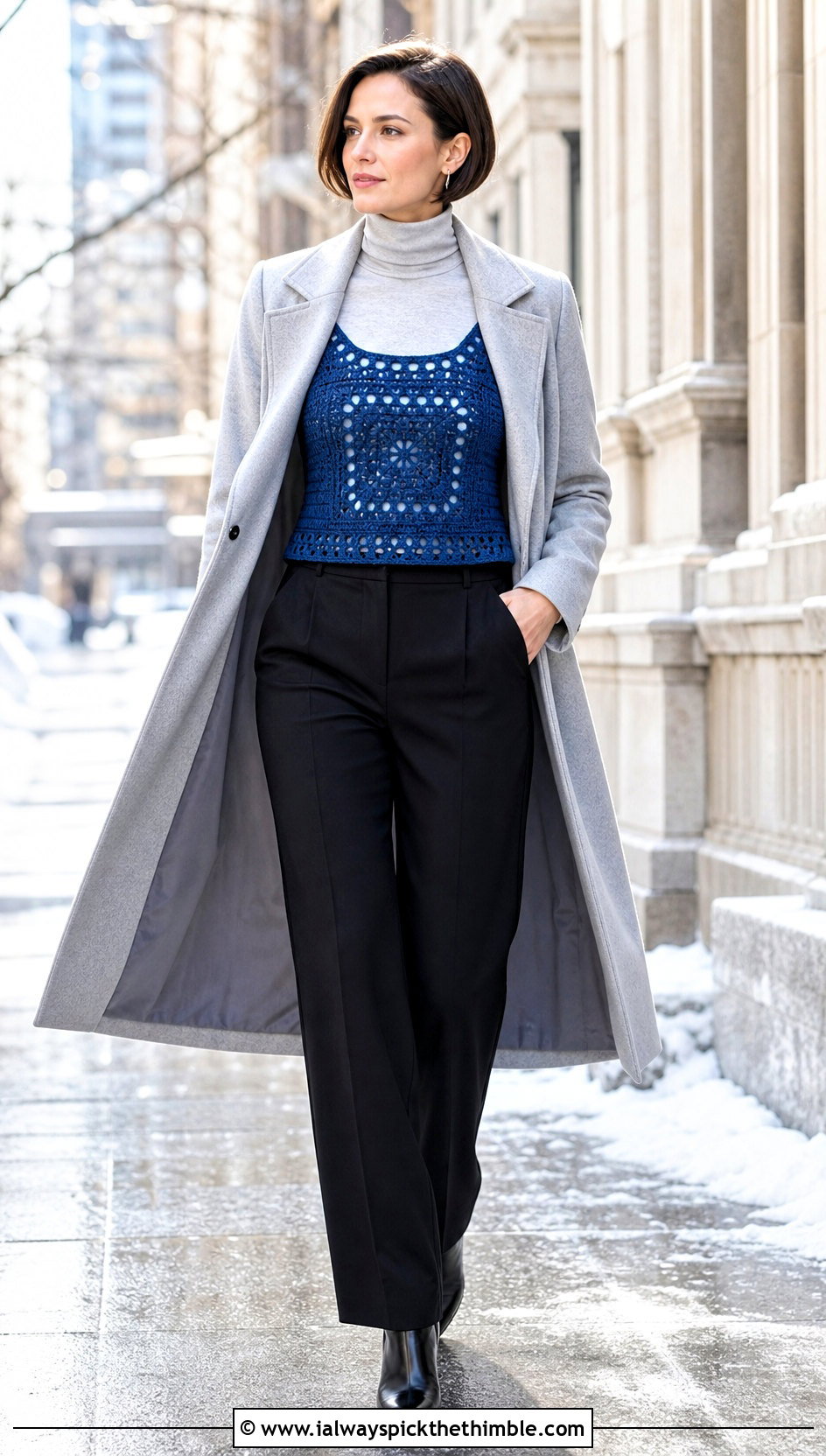 Neith Top With Wool Trousers And Long Coat - 20 crochet neith top outfit ideas