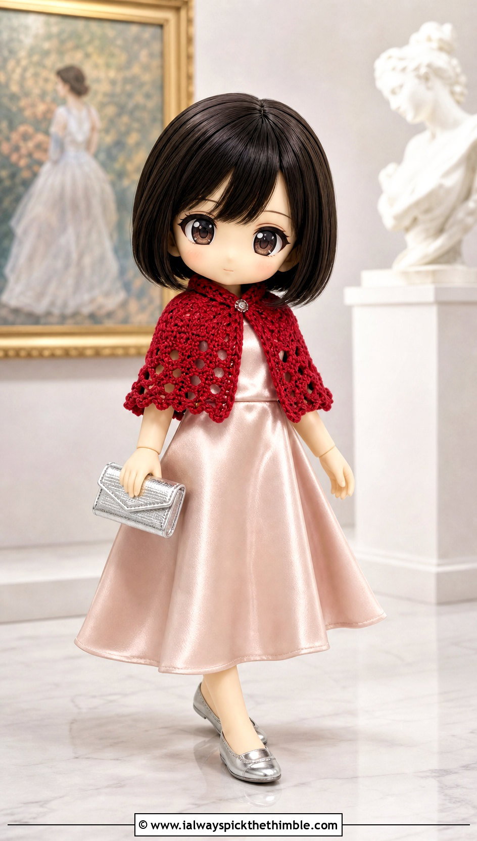 Nendoroid Crochet Capelet With Satin Dress - 15 Nendoroid Crochet Clothes and outfit ideas