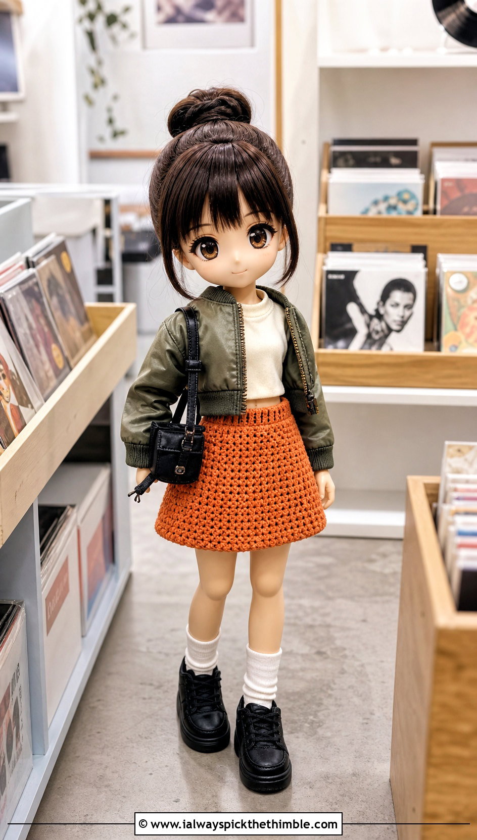 Nendoroid Crochet Skirt With Bomber Jacket - 15 Nendoroid Crochet Clothes and outfit ideas