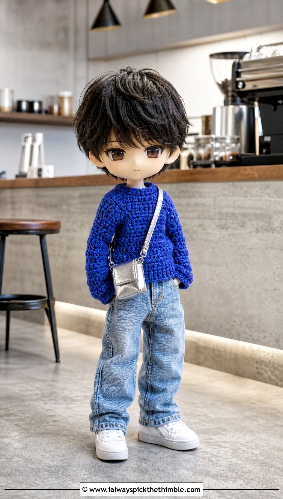 Nendoroid Crochet Sweater With Denim Jeans - 15 Nendoroid Crochet Clothes and outfit ideas