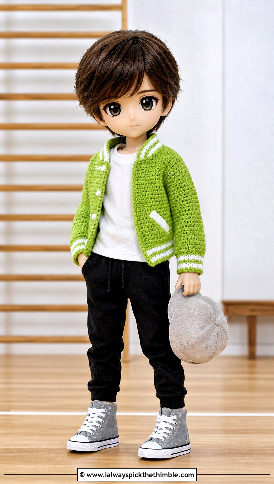 Nendoroid Crochet Varsity Jacket With Joggers - 15 Nendoroid Crochet Clothes and outfit ideas