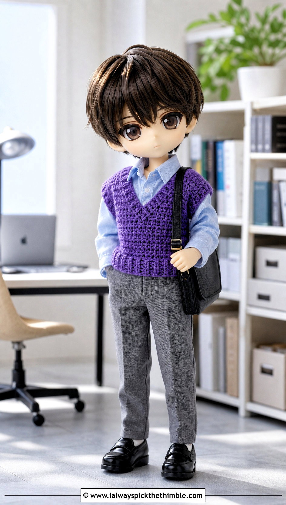 Nendoroid Crochet Vest With Oxford Shirt - 15 Nendoroid Crochet Clothes and outfit ideas