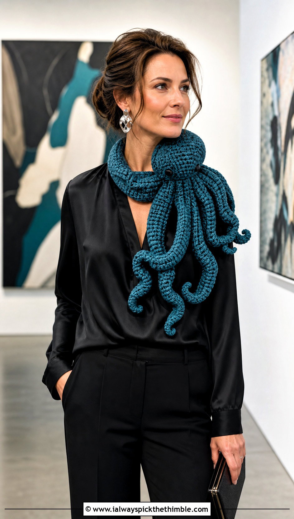 Octopus Crochet Scarf With Satin Outfit - 15 Funny Crochet Scarf outfit ideas