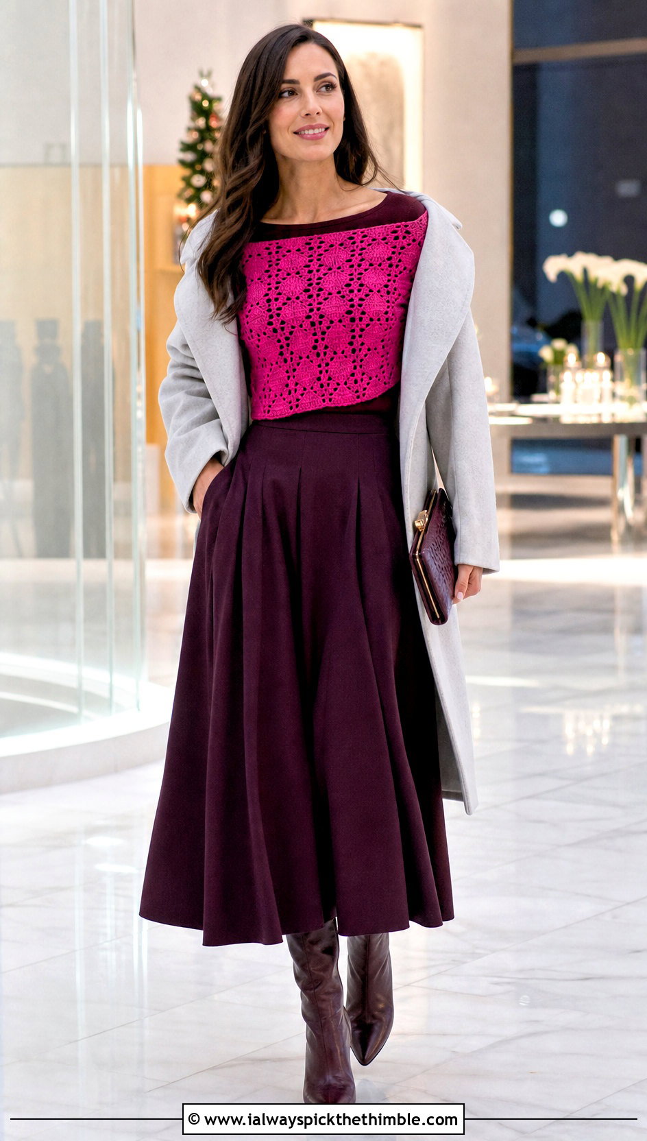 Off Shoulder Crochet Top With Maxi Skirt - 25 winter crochet top outfit ideas
