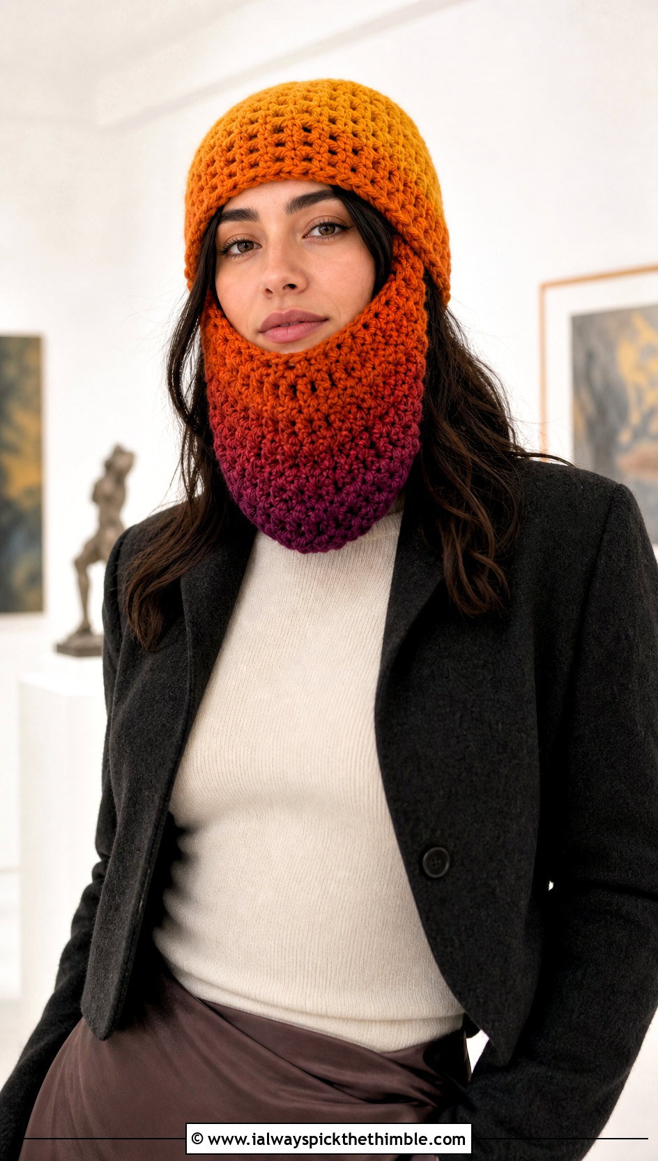 Ombre Beard Crochet Hat With Satin Skirt - 25 crochet beard hat outfit ideas