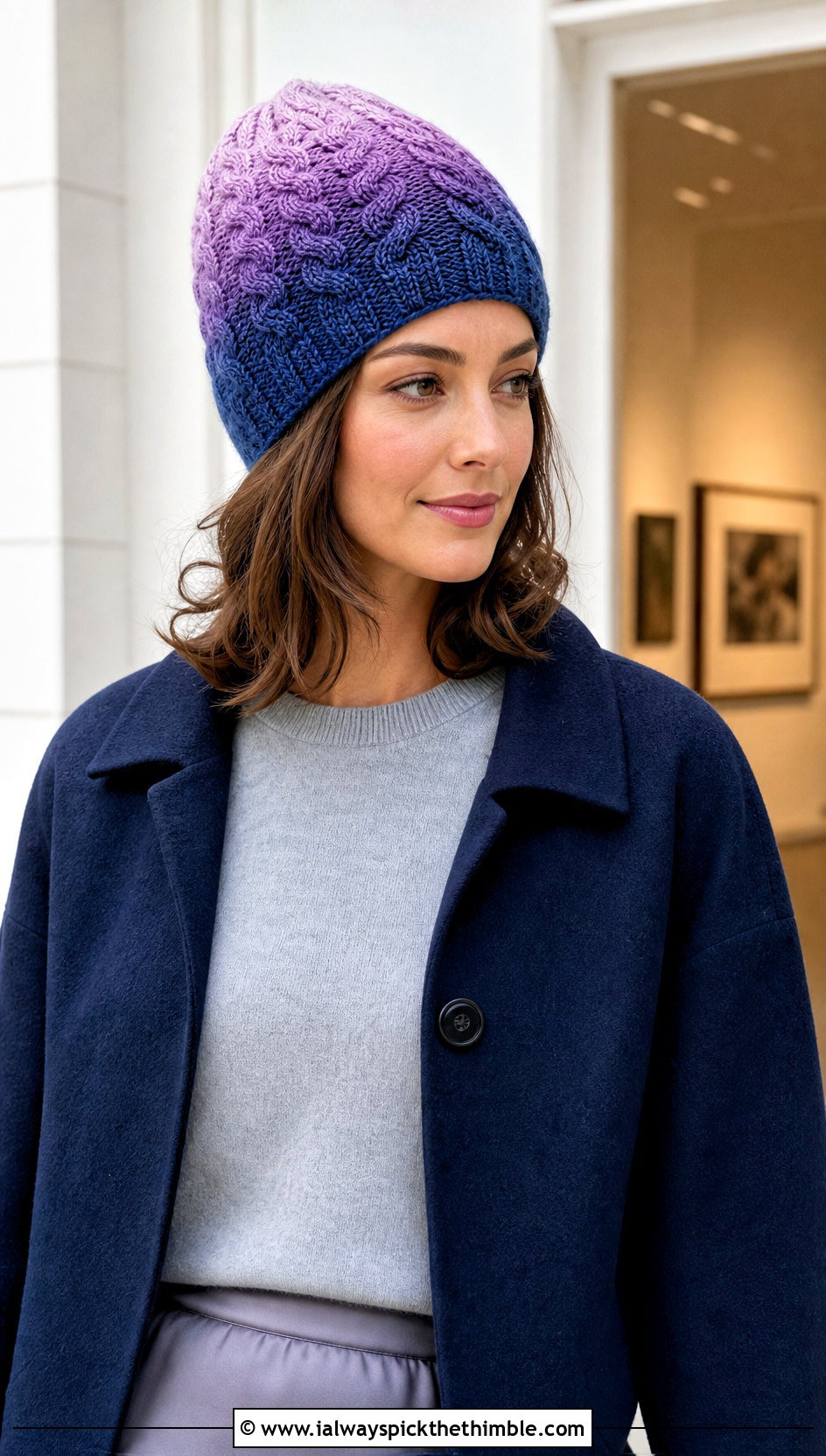 Ombre Cable Twist Hat With Satin Skirt - 15 Crochet Cable Twist Hat outfit ideas
