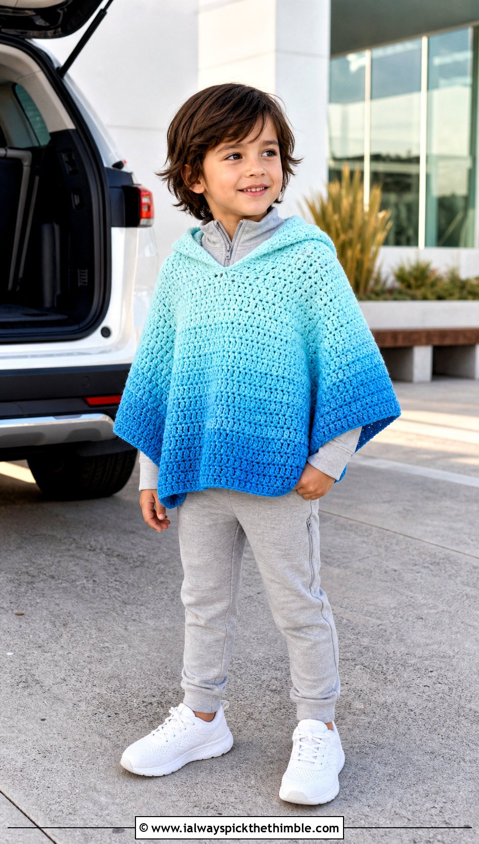 Ombre Crochet Carseat Poncho With Track Set - 20 Crochet Carseat Poncho outfit ideas