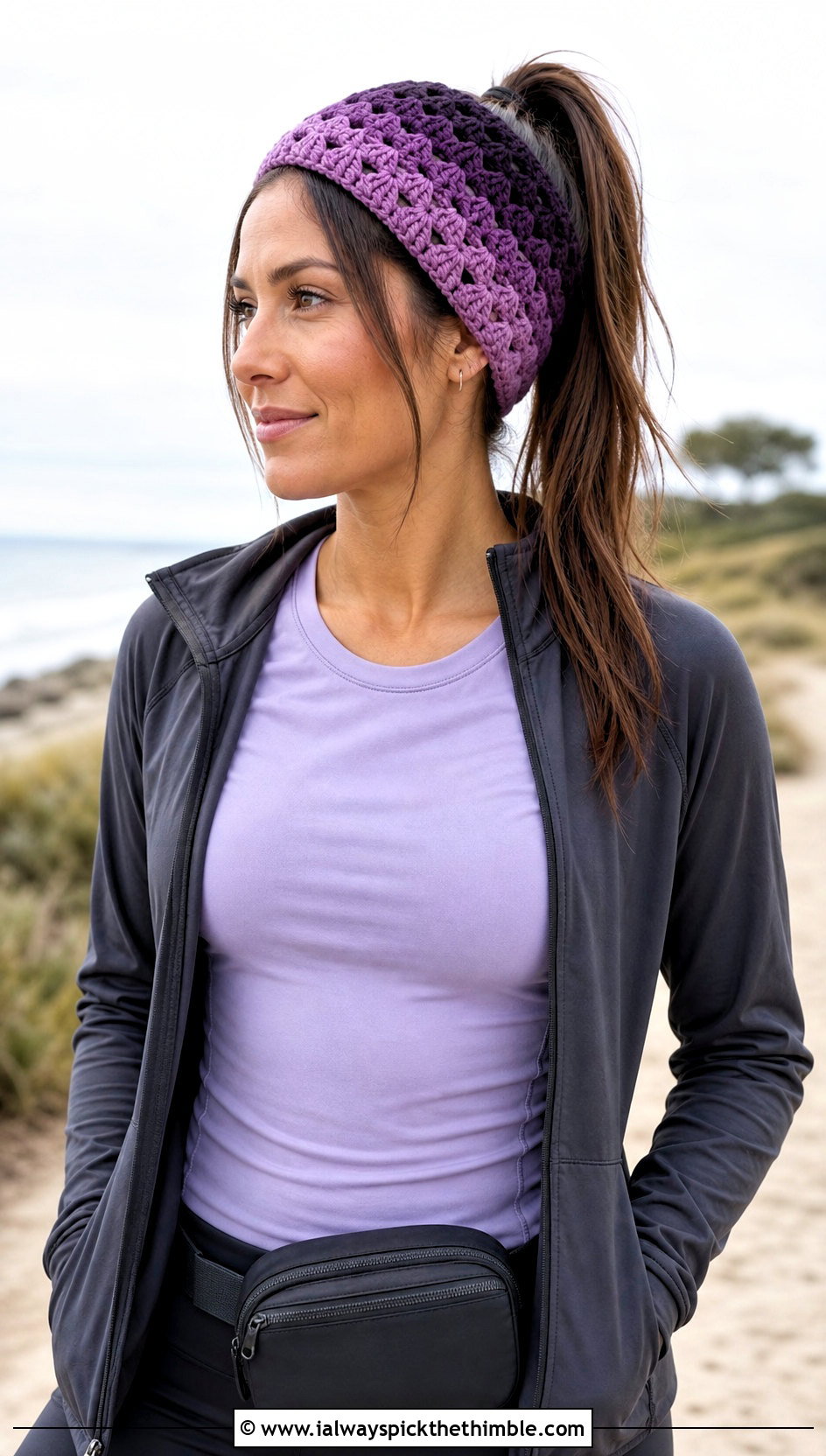 Ombre Crochet Granny Square Headband With Athleisure - 15 Crochet Granny Square Headband outfit ideas