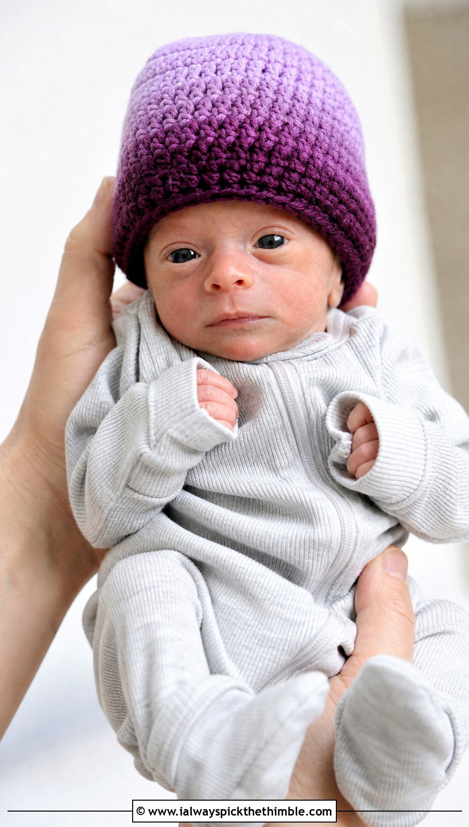 Ombre Crochet Preemie Hat With Neutral Ribbed Sleeper - 20 crochet premie hats outfit ideas