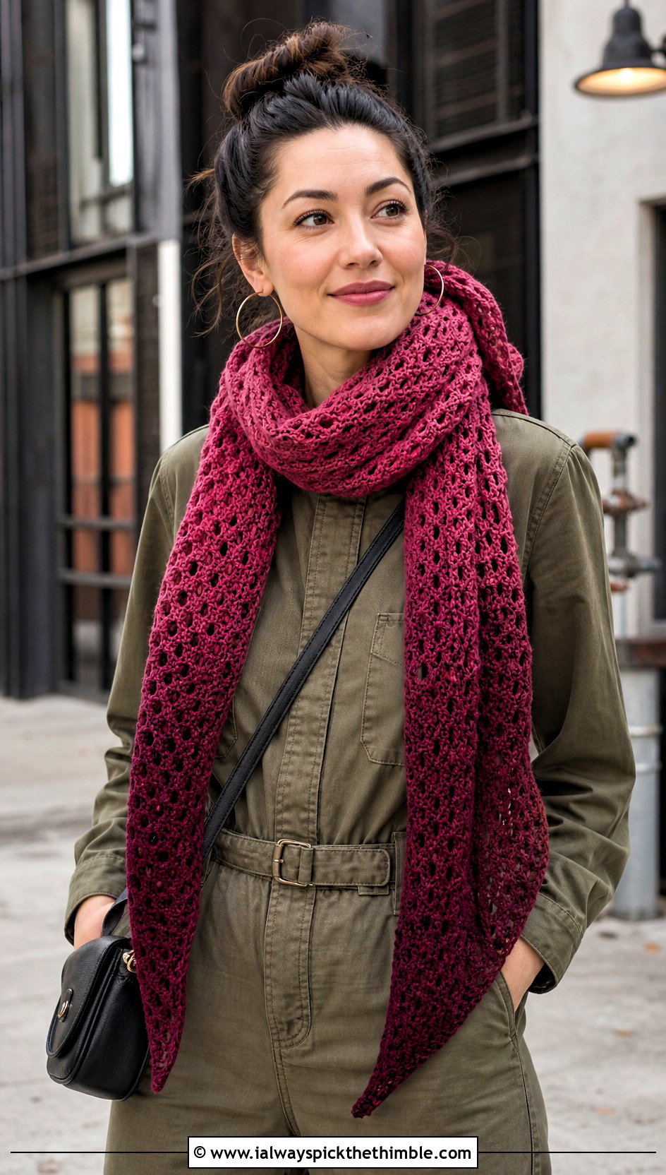 Ombre Crochet Sophie Scarf With Boiler Suit And Sneakers - 25 crochet sophie scarf outfit ideas