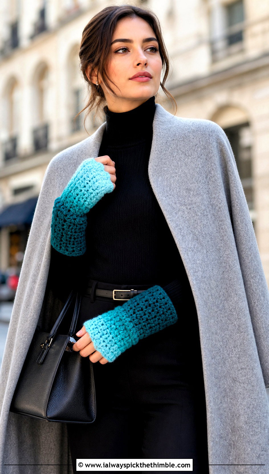 Ombre Fingerless Gloves With Cape Coat - 20 Crochet Fingerless Gloves Bulky Yarn outfit ideas