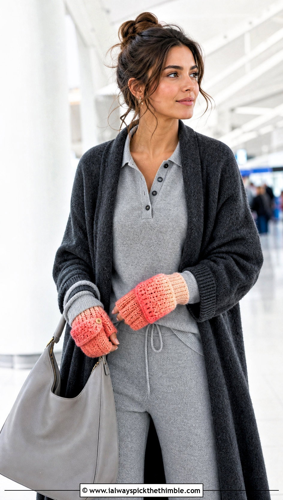 Ombre Flip Top Crochet Gloves With Knit Travel Set - 15 Convertible Crochet Fingerless Gloves outfit ideas