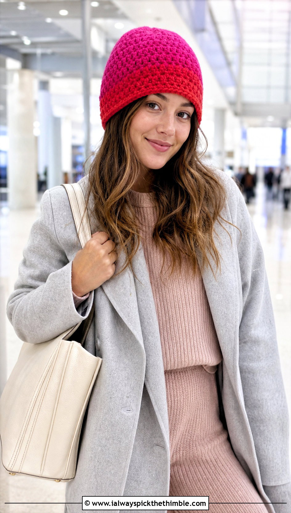 Ombre HDC Crochet Beanie With Monochrome Knit Set - 20 hdc crochet beanie outfit ideas