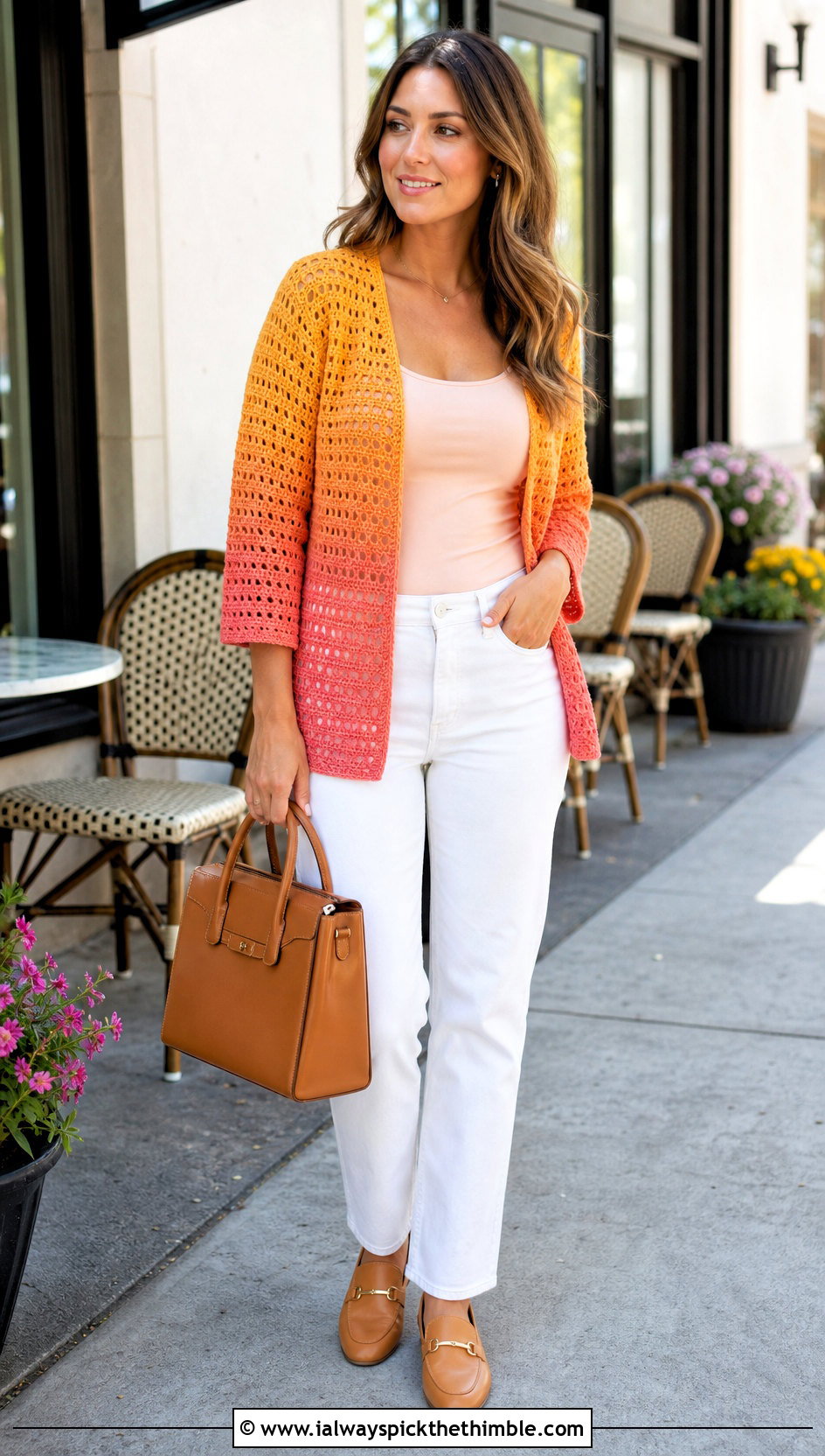 Ombre Habitat Crochet Cardigan With White Jeans - 20 Habitat Crochet Cardigan outfit ideas