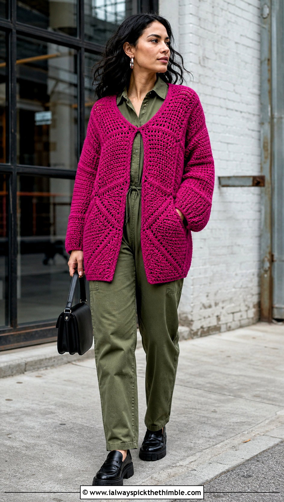 One Piece Octagon Crochet Cardigan With Utility Jumpsuit - 20 Octagon Crochet Cardigan outfit ideas