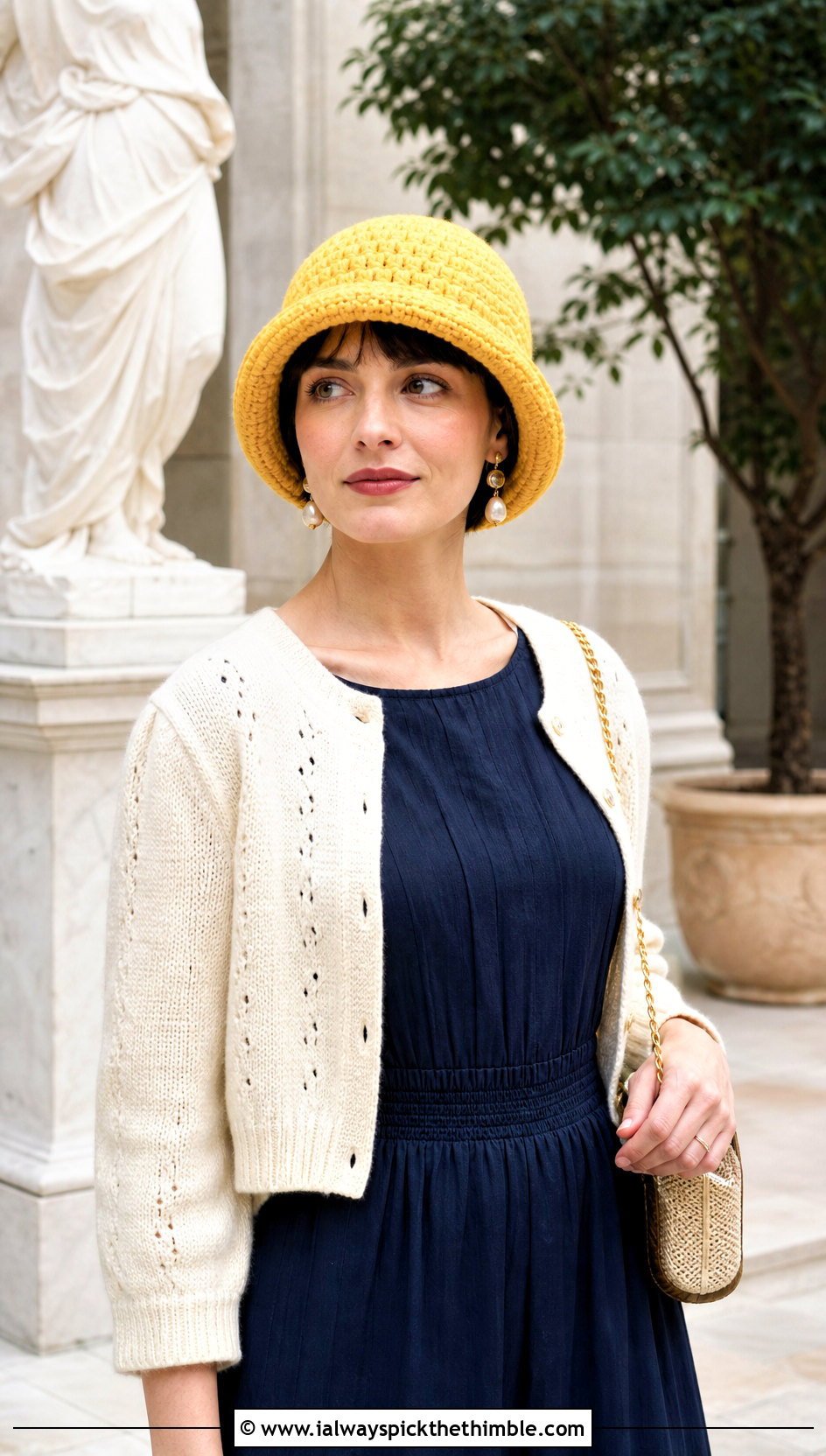 One Skein Crochet Cloche Hat With Midi Dress And Mary Jane Shoes - 20 one skein crochet hat outfit ideas