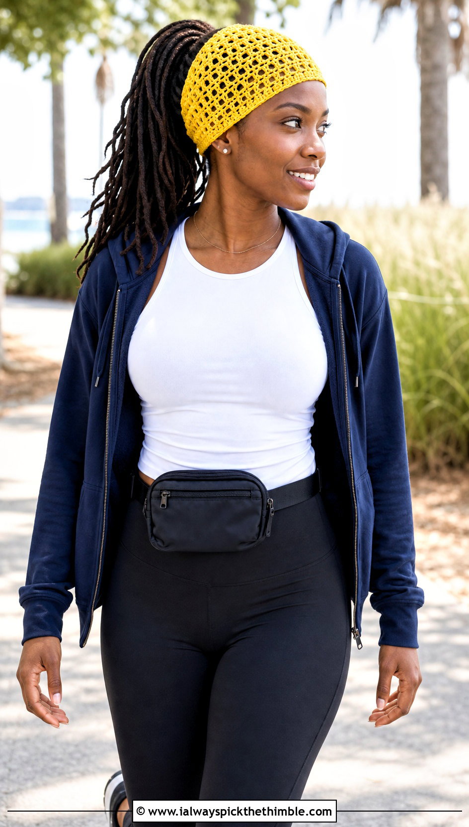 Open Back Crochet Ponytail Beanie With Hoodie And Leggings - 20 Crochet Dreadlock Hat outfit ideas