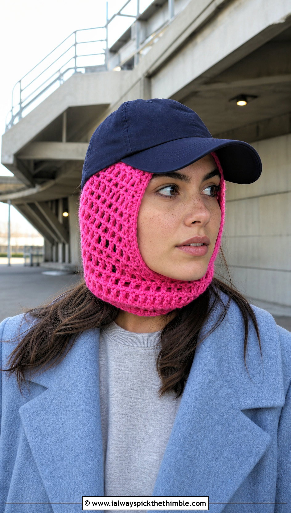 Open Crown Crochet Balaclava With Baseball Cap - 25 crochet baclava hat outfit ideas