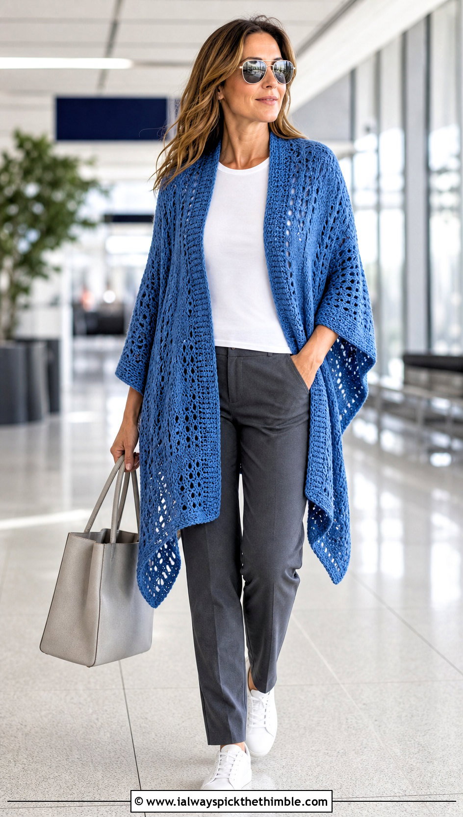 Open Front Crochet Ruana Poncho With Travel Basics - 15 Vintage Crochet Poncho outfit ideas