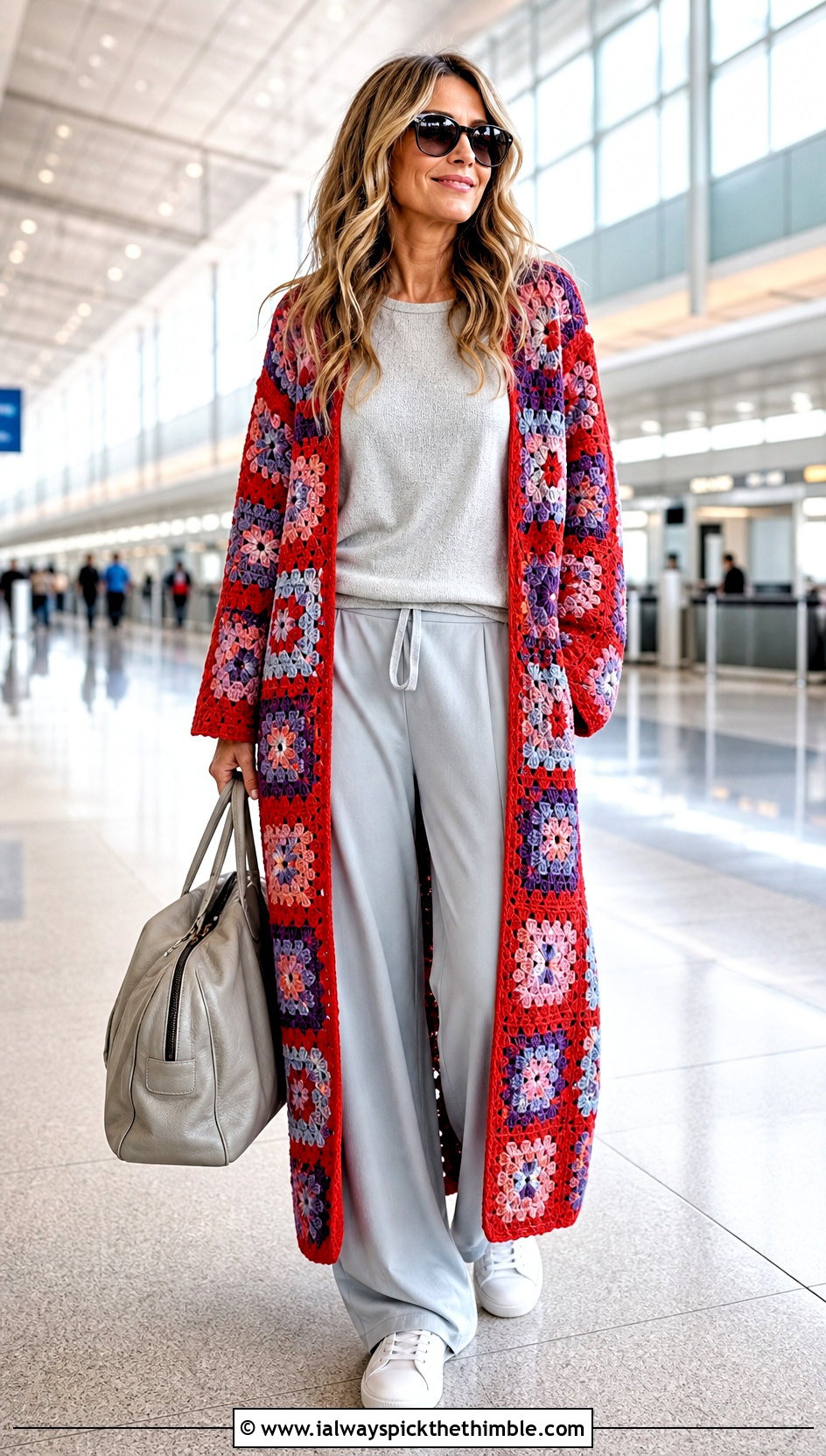 Open Front Granny Square Duster With Travel Set - 20 Crochet Granny Square Duster outfit ideas