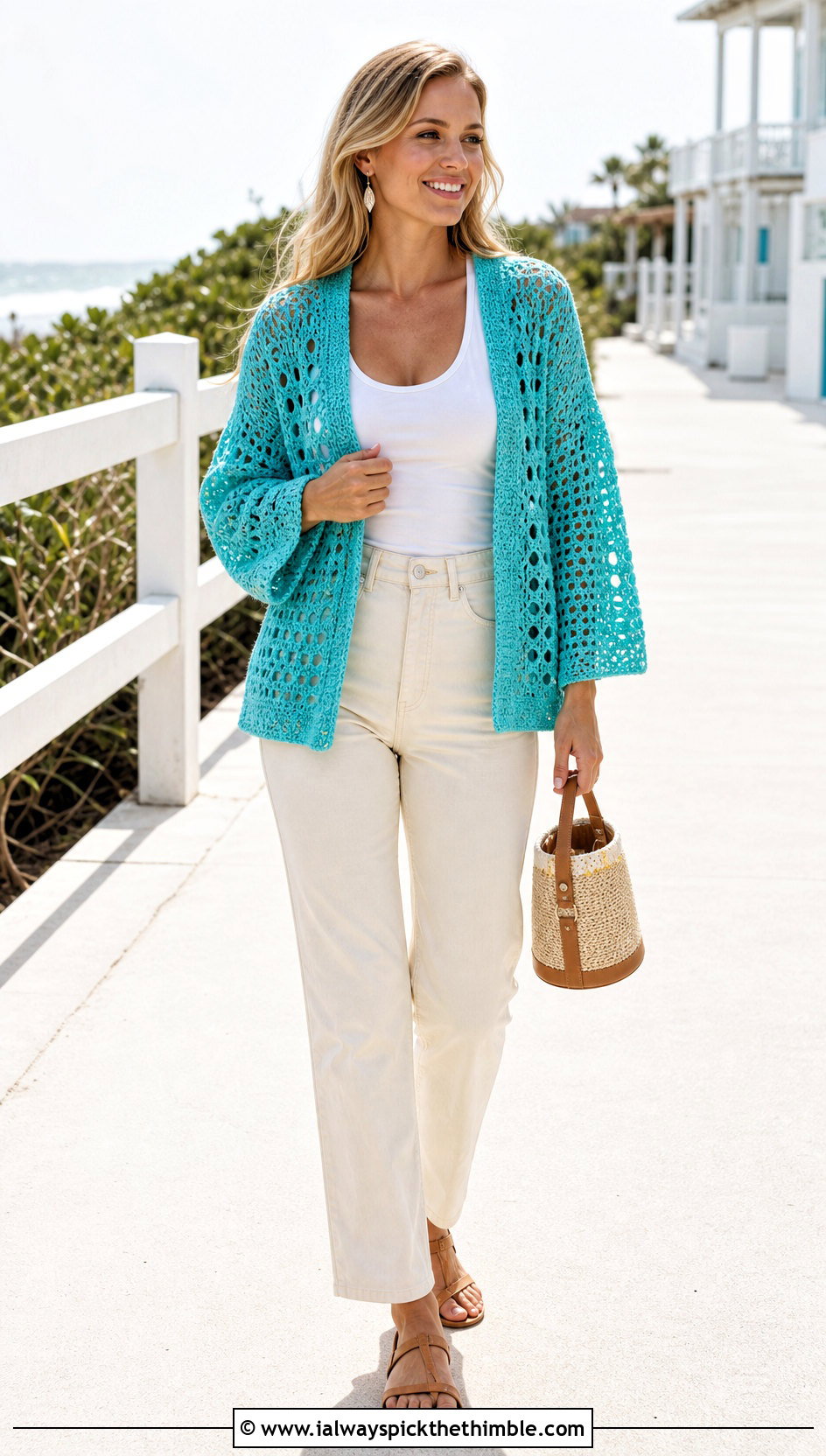 Open Front Howls Crochet Jacket With White Jeans - 20 Howls Crochet Jacket outfit ideas