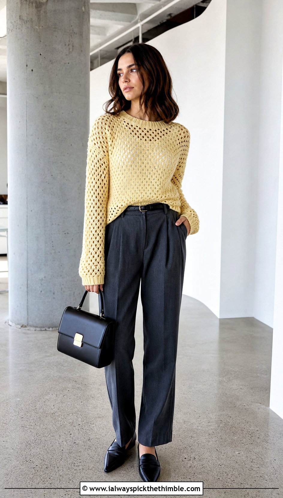 Open Stitch Crewneck Norm Thompson Crochet Sweater With Tailored Trousers - 15 Norm Thompson Crochet Sweater outfit ideas