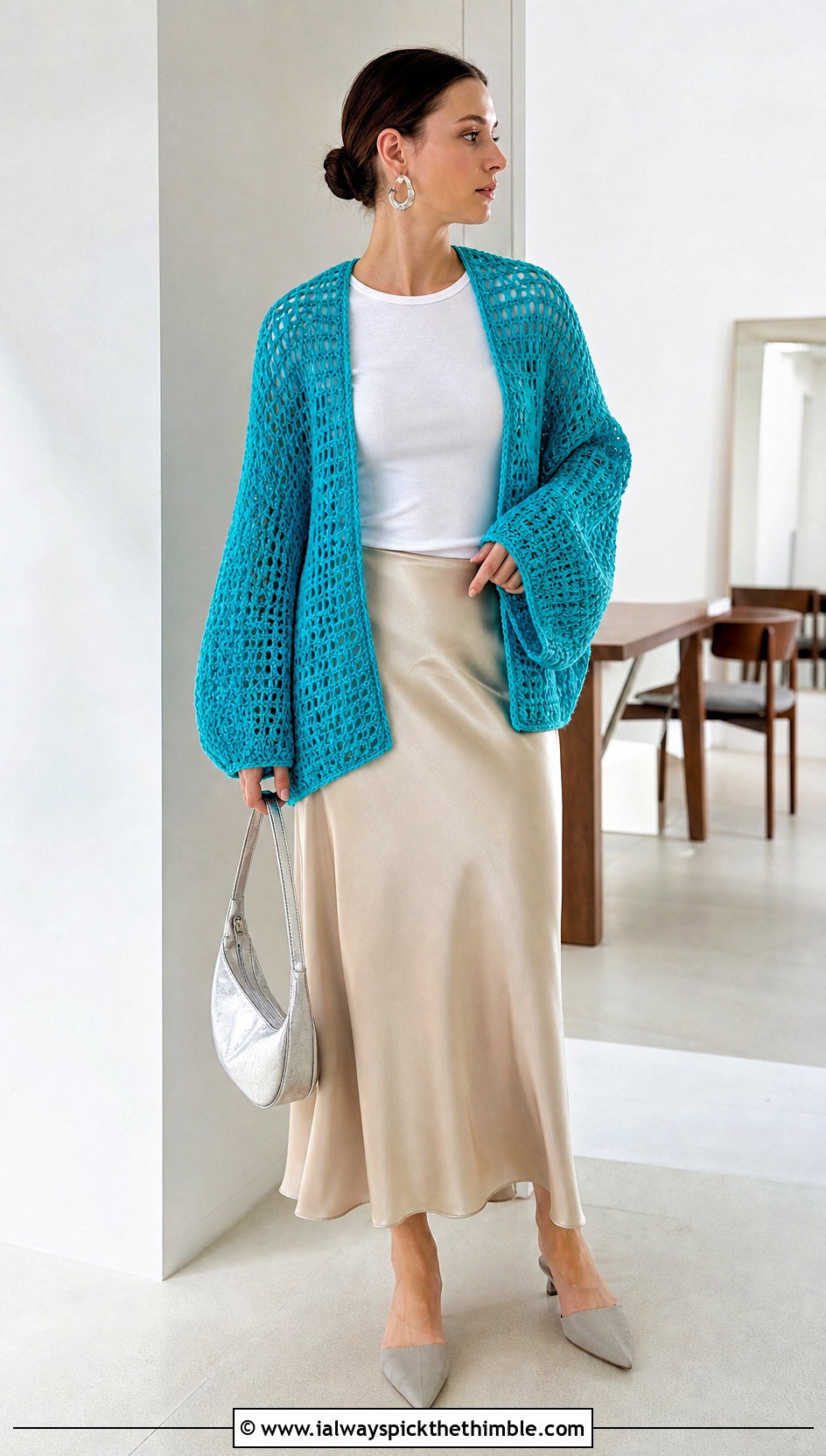 Open Stitch Crochet Cocoon Shrug With Slip Skirt - 20 crochet cocoon shrug outfit ideas