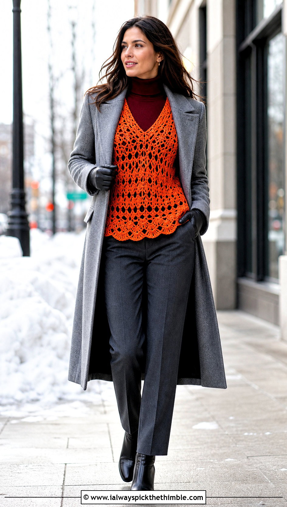 Open Stitch Crochet Sleeveless Vest With Turtleneck And Coat - 25 crochet sleeveless vest outfit ideas