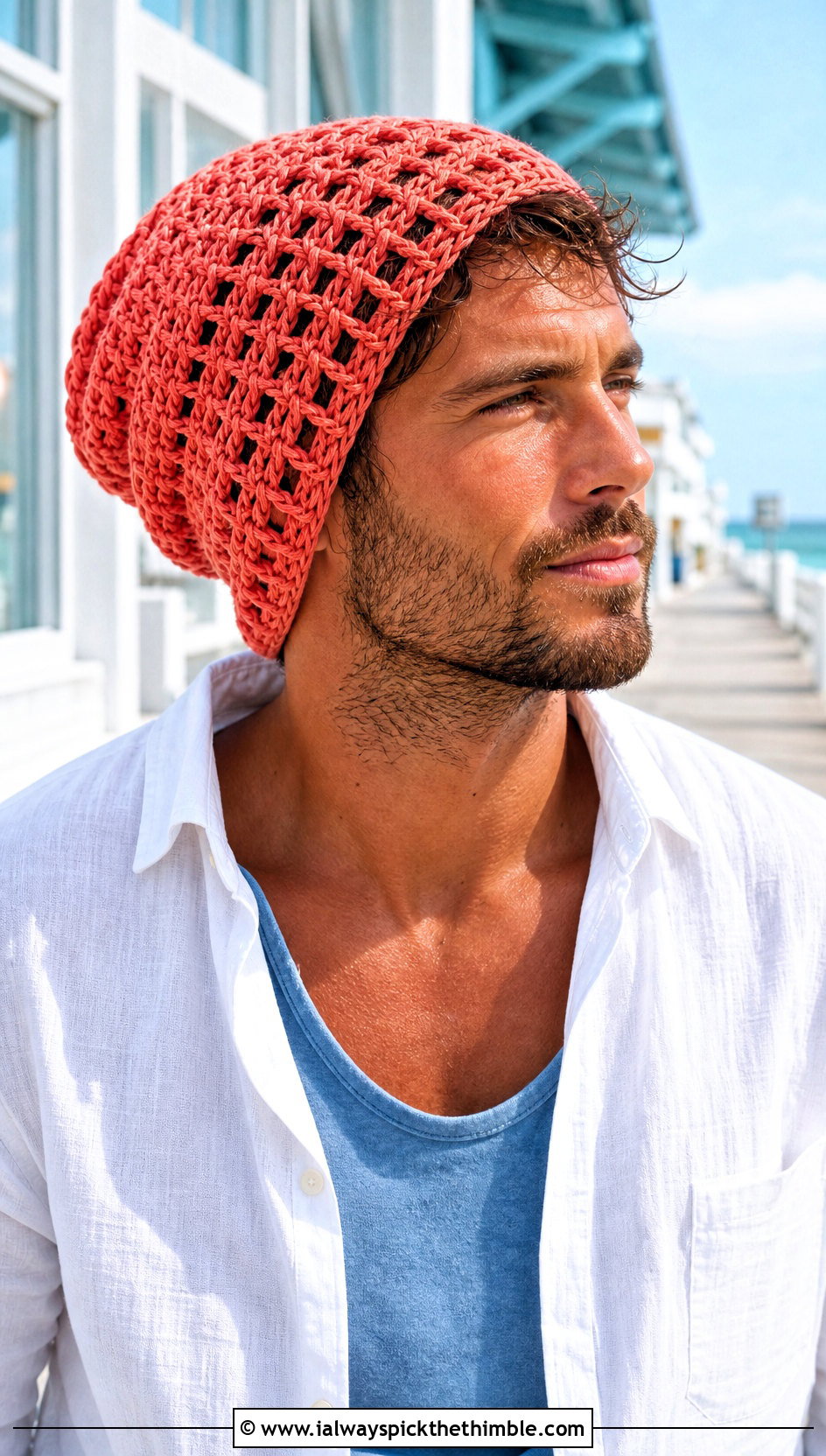 Open Stitch Crochet Slouchy Beanie With Beach Outfit - 25 Crochet Slouchy Hat Mens Slouch Beanie outfit ideas