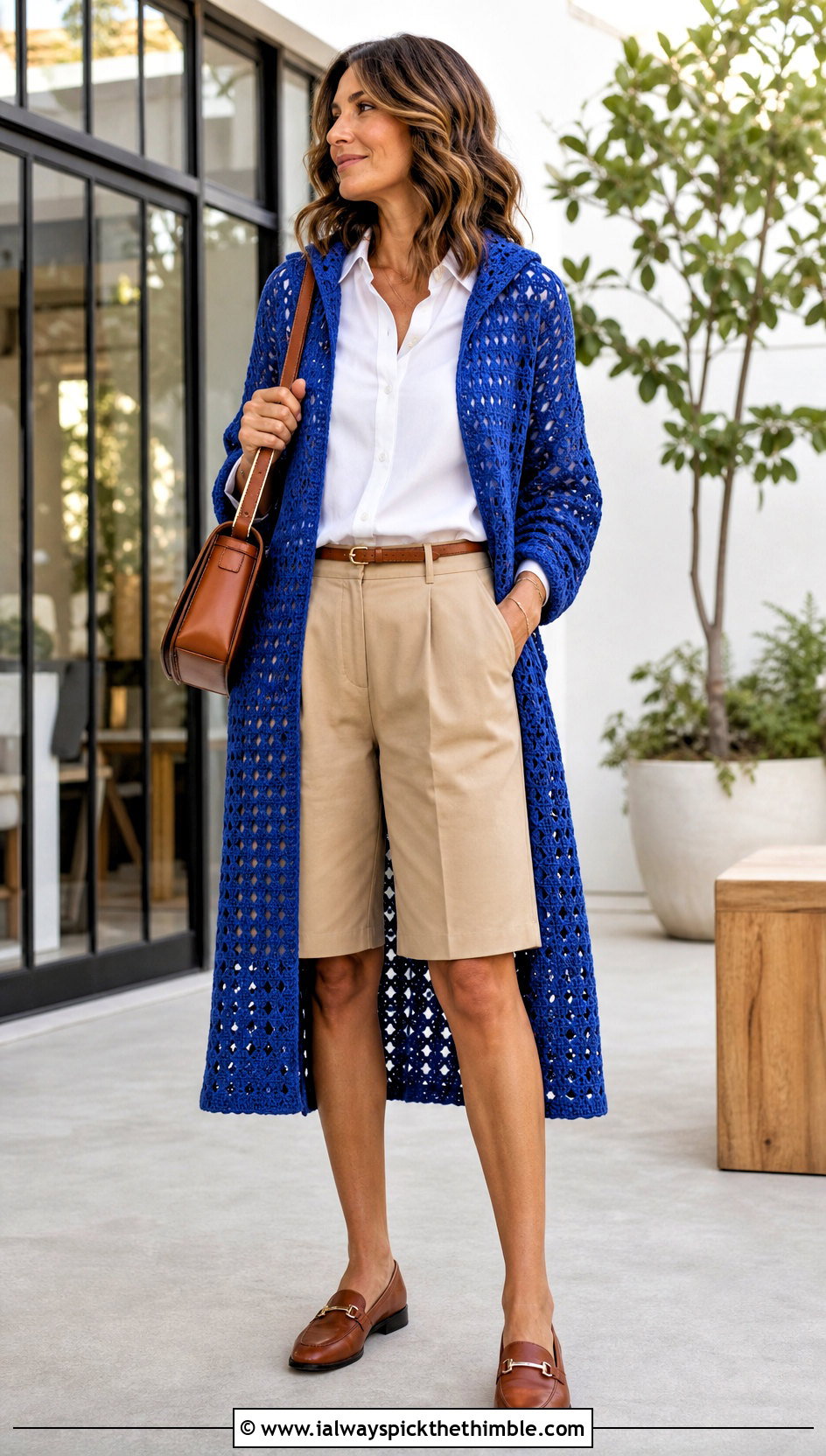 Open Stitch Long Hooded Cardigan With Shirt And Shorts - 20 crochet long hooded cardigan outfit ideas