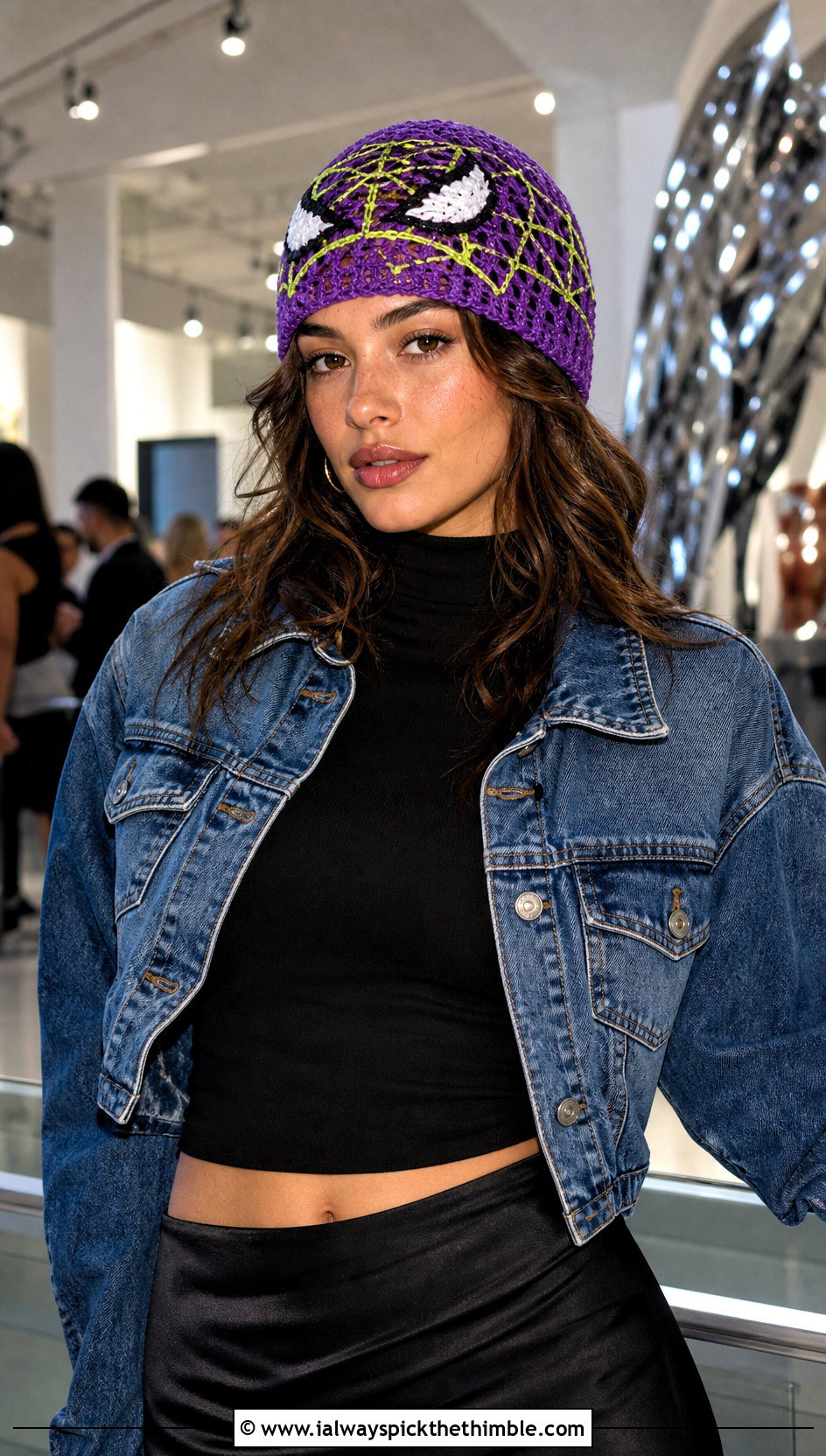 Open Stitch Mesh Mayday Crochet Beanie With Satin Skirt - 20 mayday crochet beanie outfit ideas