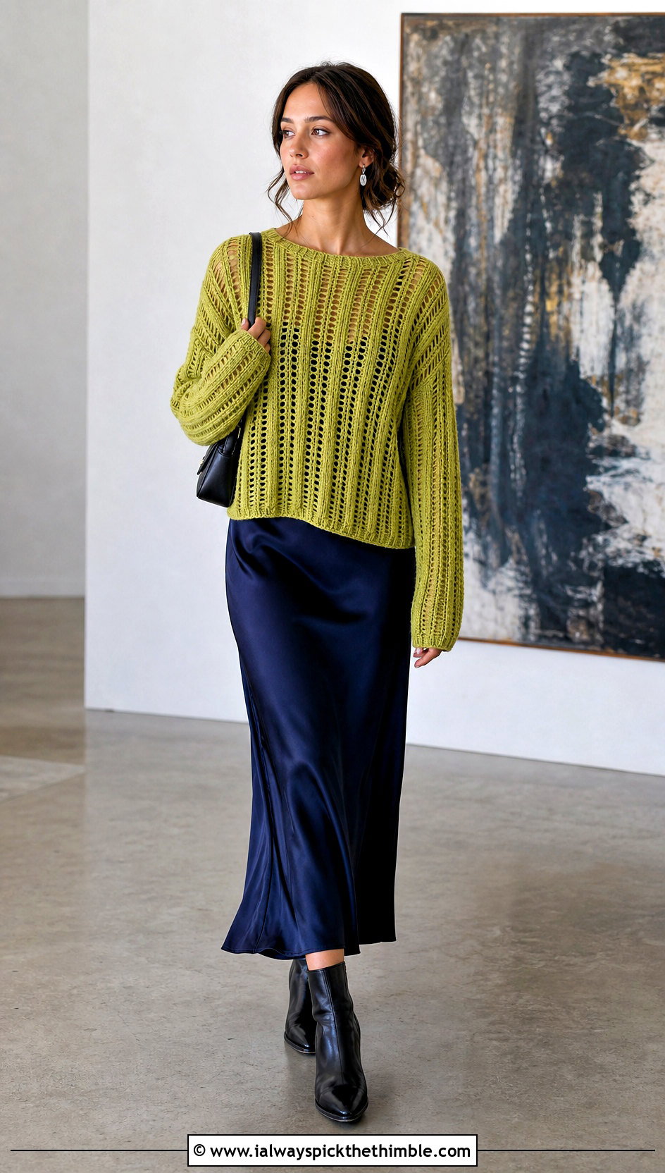 Open Stitch Ribbed Crochet Sweater Over A Slip Dress - 20 Ribbed Crochet Sweater outfit ideas