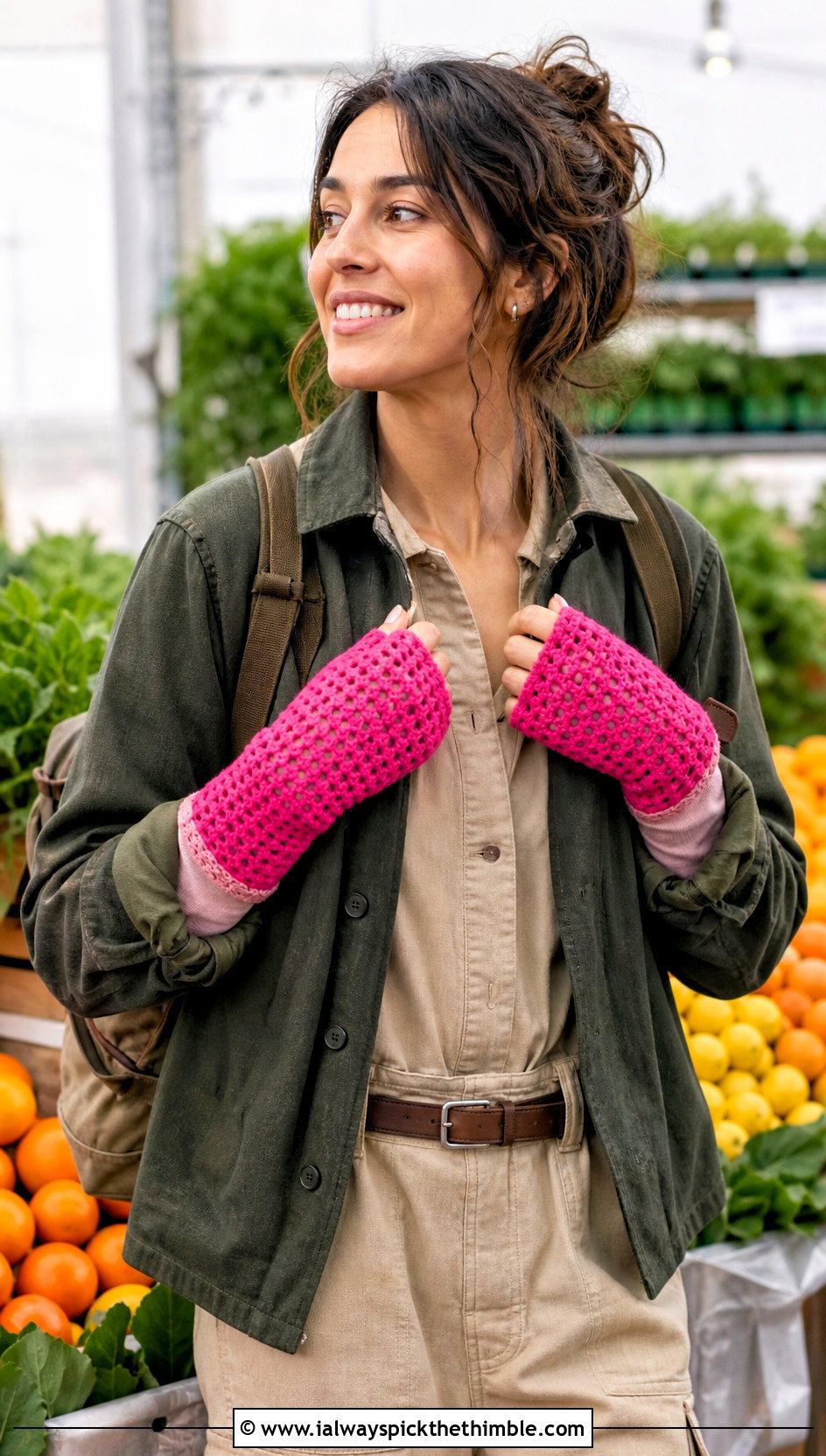 Open Stitch Tabi Crochet Mittens With Utility Jumpsuit And Overshirt - 20 Tabi Crochet Mittens outfit ideas