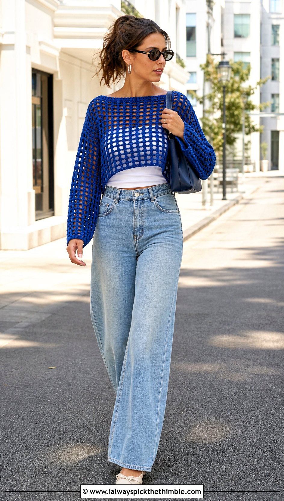 Openwork 2 Rectangle Crochet Top With Wide Leg Jeans - 20 2 Rectangle Crochet Top outfit ideas