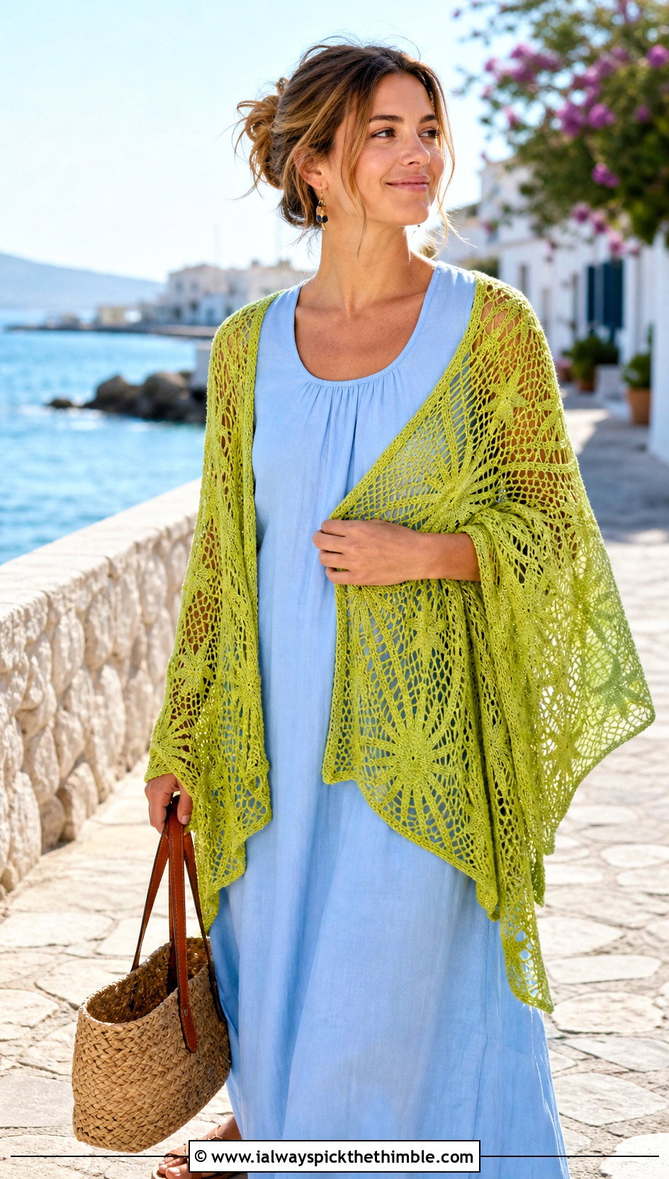 Openwork Celestial Star Shawl With Maxi Dress - 20 star crochet shawl outfit ideas