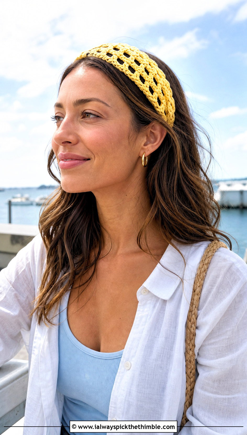 Openwork Crochet Braid Headband With Linen Shirt And Shorts - 20 crochet braid headband outfit ideas