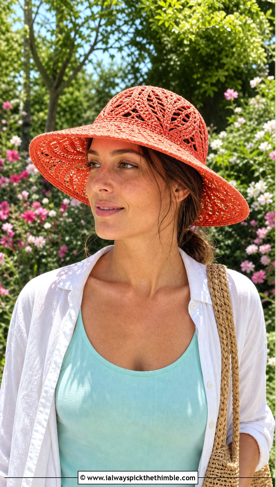 Openwork Leaf Sun Hat With Maxi Skirt - 20 Crochet Leaf Hat outfit ideas