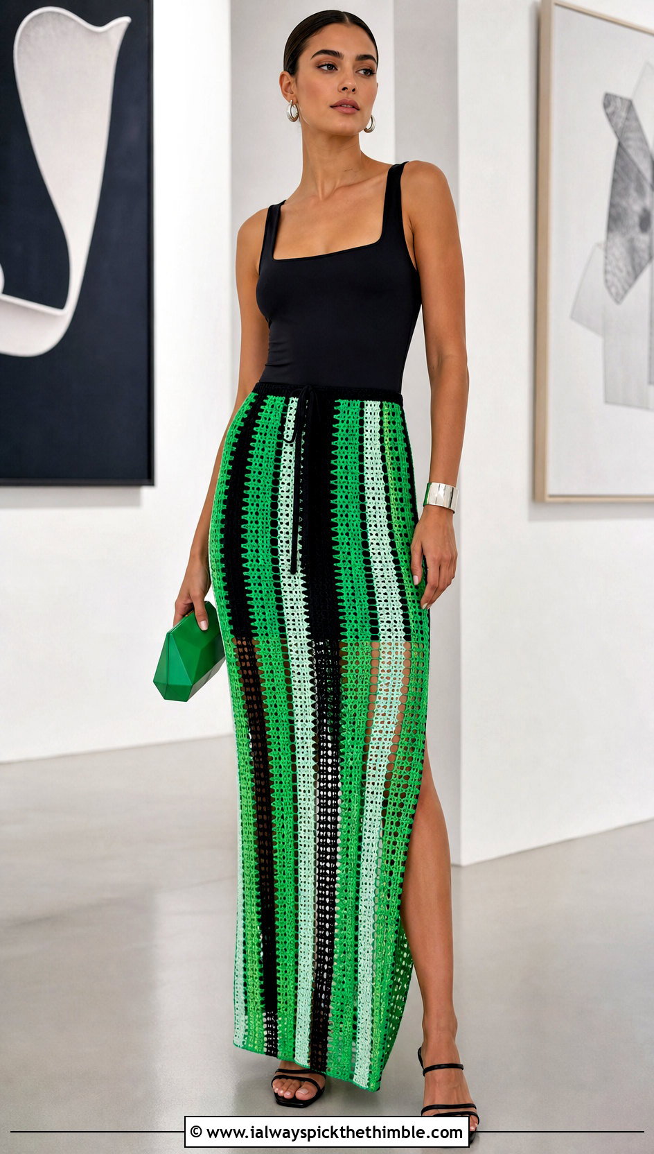 Openwork Stripe Crochet Column Skirt With Bodysuit - 15 crochet striped skirt on hanger outfit ideas