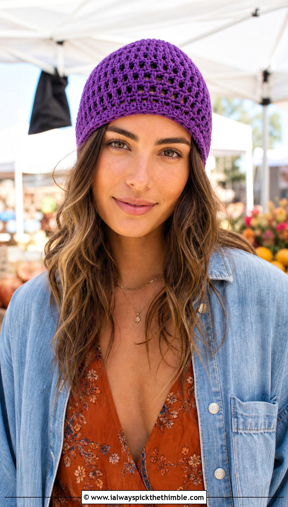 Openwork Worsted Crochet Beanie With Boho Maxi Dress - 15 Worsted Crochet Beanie outfit ideas