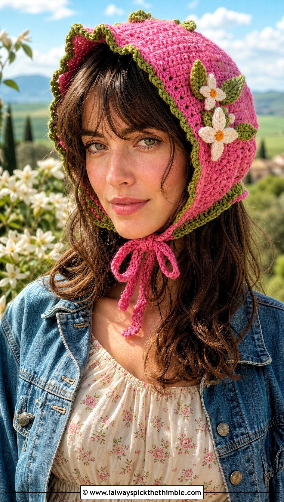 Orange Blossom Crochet Bonnet With Prairie Dress - 25 orange blossom crochet hat outfit ideas
