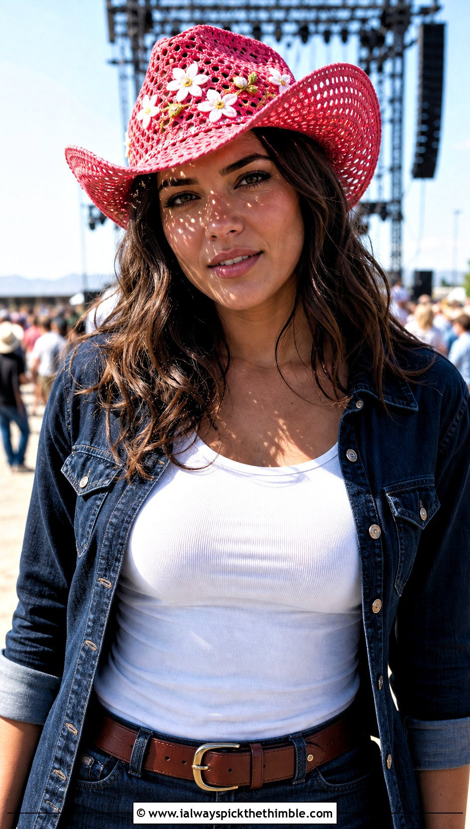 Orange Blossom Crochet Cowboy Hat With Denim Outfit - 25 orange blossom crochet hat outfit ideas