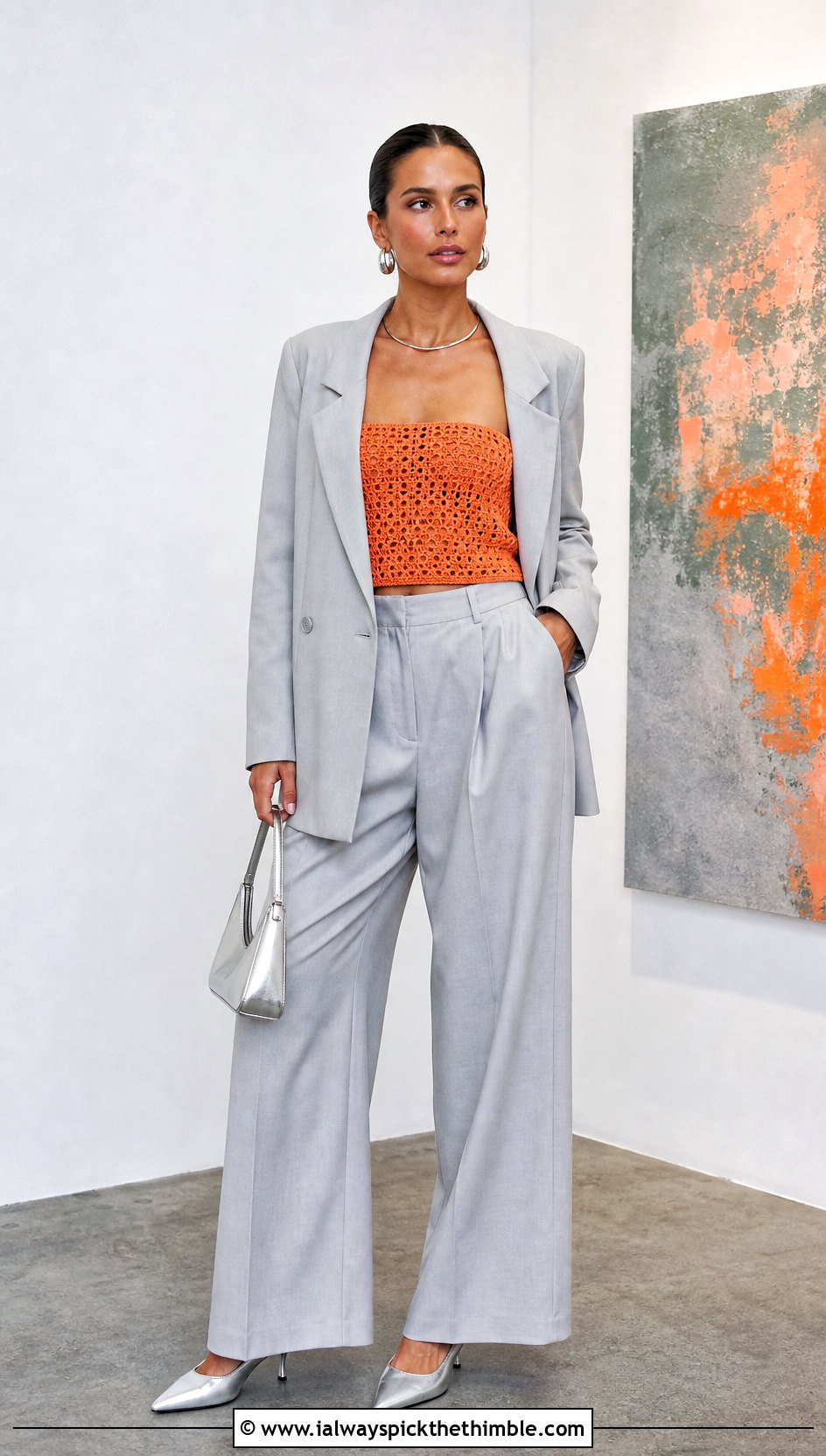 Orange Crochet Tube Top With Oversized Suit - 15 orange crochet top on hanger outfit ideas