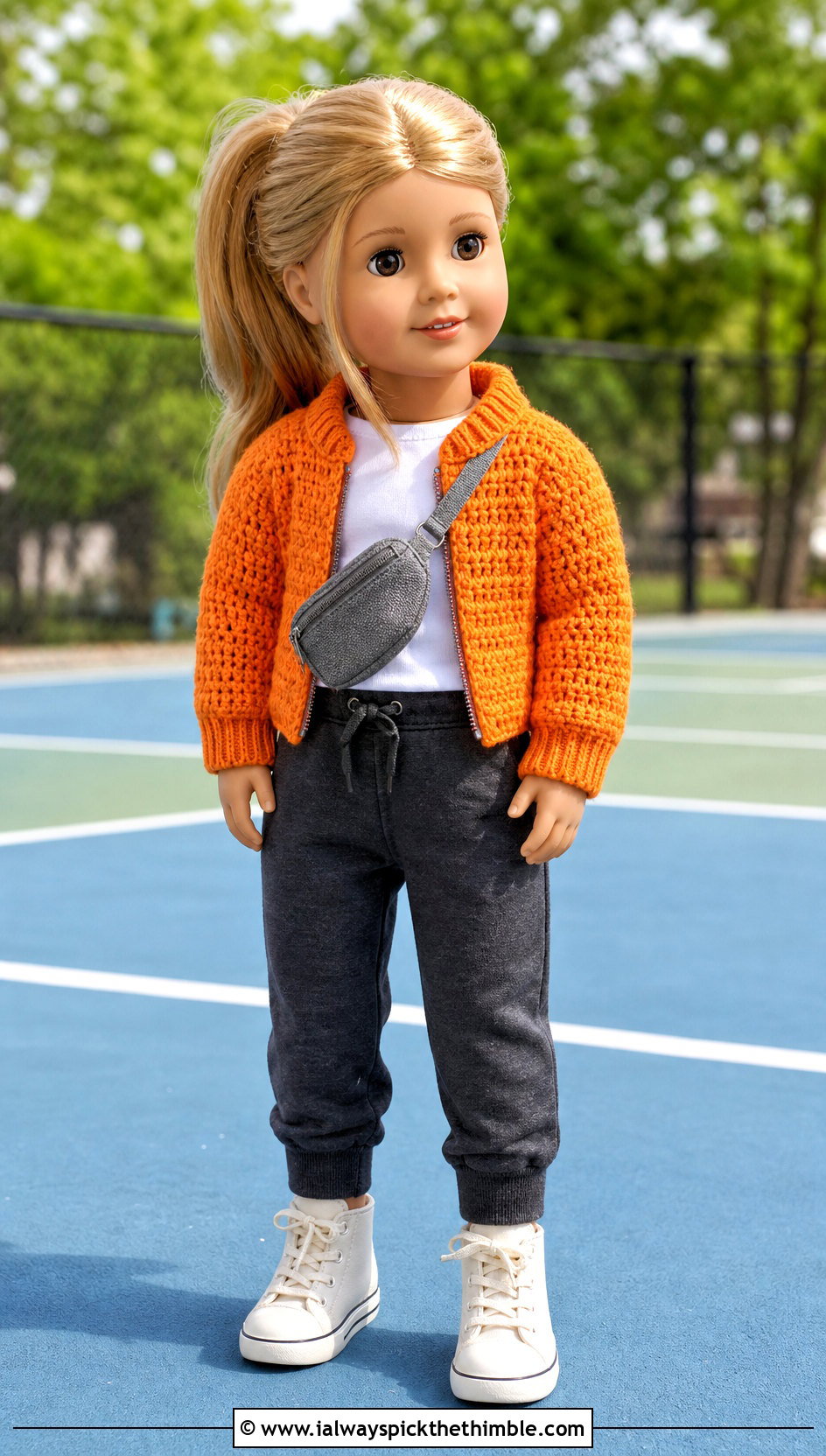 Our Generation Doll Crochet Bomber Jacket With Jogger Pants - 15 Crochet Our Generation Doll Clothes and outfit ideas