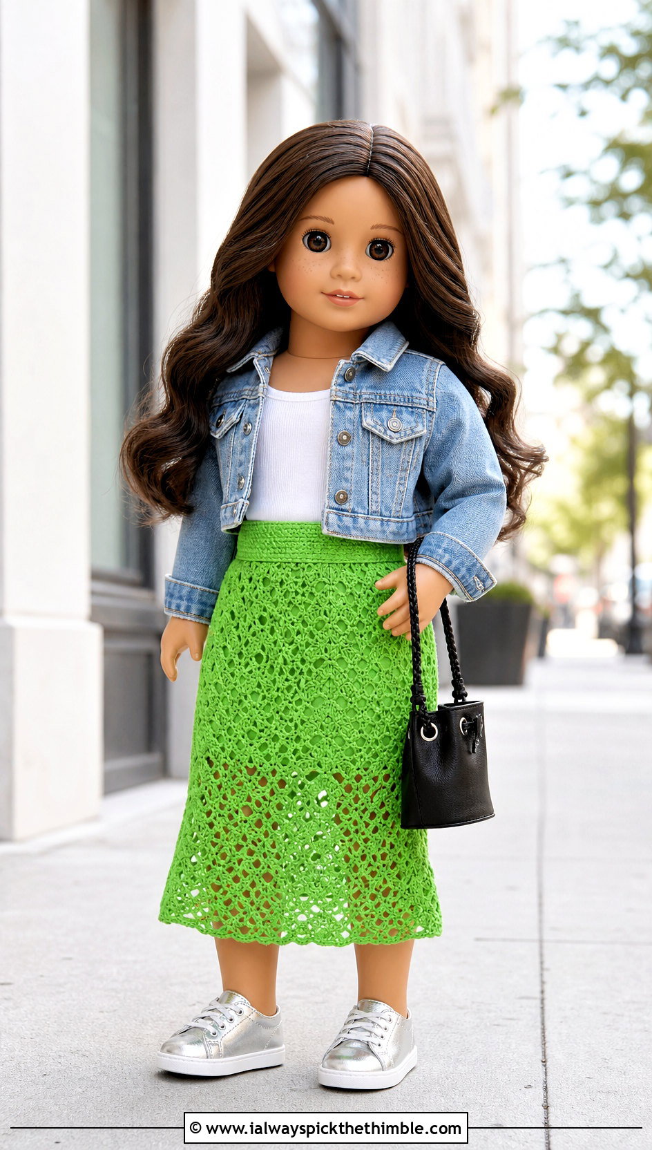 Our Generation Doll Crochet Midi Skirt With Denim Jacket - 15 Crochet Our Generation Doll Clothes and outfit ideas