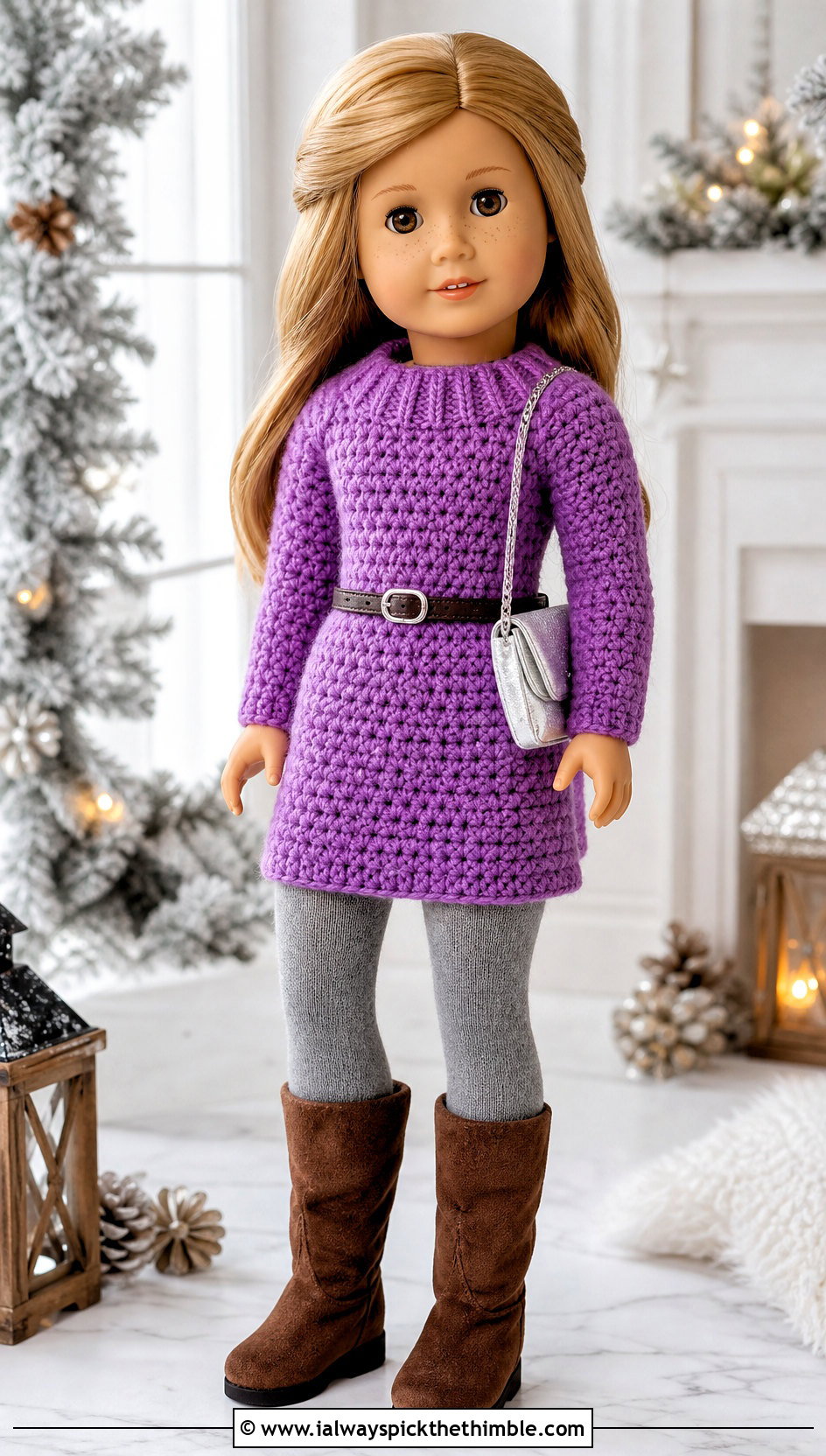 Our Generation Doll Crochet Sweater Dress With Knee Boots - 15 Crochet Our Generation Doll Clothes and outfit ideas