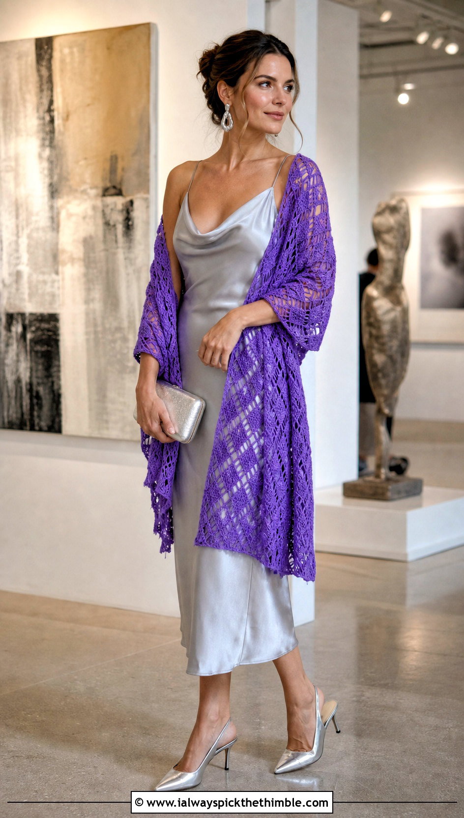 Outlandish Diamond Crochet Outlander Shawl With Slip Dress - 25 crochet outlander shawl outfit ideas