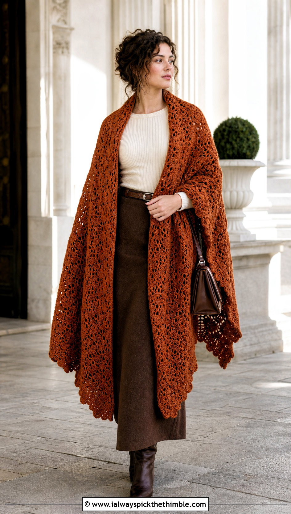 Oversized Blanket Crochet Outlander Shawl With Column Skirt - 25 crochet outlander shawl outfit ideas